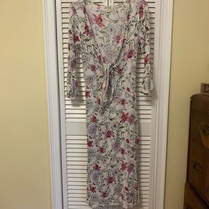 Billabong tie front floral dress with bell sleeves